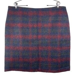 Talbots Wool Alpaca Blend Skirt Red Plaid Felted‎ Academia Career Plus Womens 18